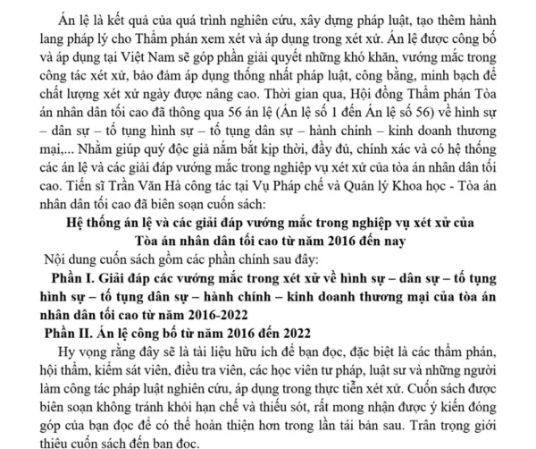 Hệ Thống Án Lệ Và Các Giải Đáp Vướng Mắc Trong Nghiệp Vụ Xét Xử Của Tòa Án Nhân Dân Tối Cao Từ Năm 2016 Đến Nay - Hình ảnh 2