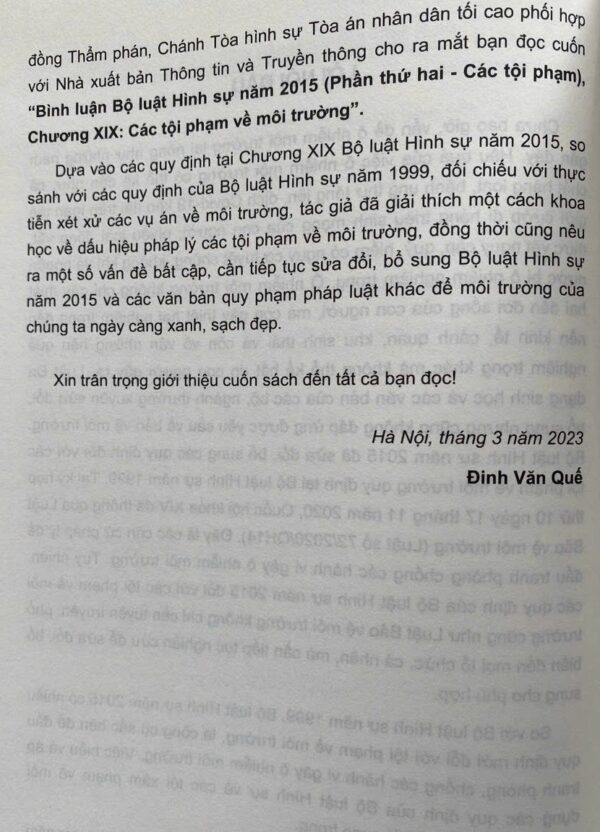 Bình luận Bộ luật hình sự năm 2015- Phần thứ hai Các tội phạm  (Chương XIX- Các tội phạm về môi trường) - Hình ảnh 3