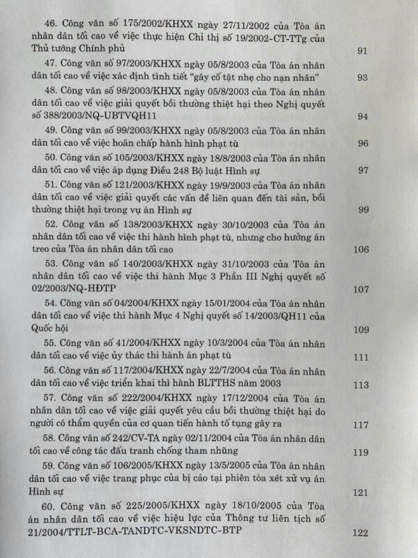 Hệ thống Công văn hướng dẫn nghiệp vụ của Tòa án nhân dân tối cao trong lĩnh vực Hình sự và Tố tụng Hình sự (từ năm 1987 đến năm 2023) - Hình ảnh 5