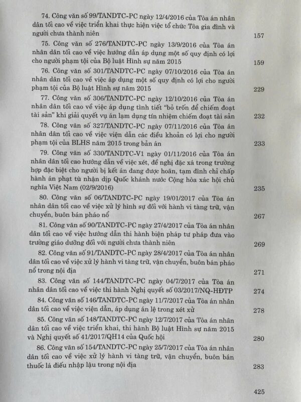 Hệ thống Công văn hướng dẫn nghiệp vụ của Tòa án nhân dân tối cao trong lĩnh vực Hình sự và Tố tụng Hình sự (từ năm 1987 đến năm 2023) - Hình ảnh 7